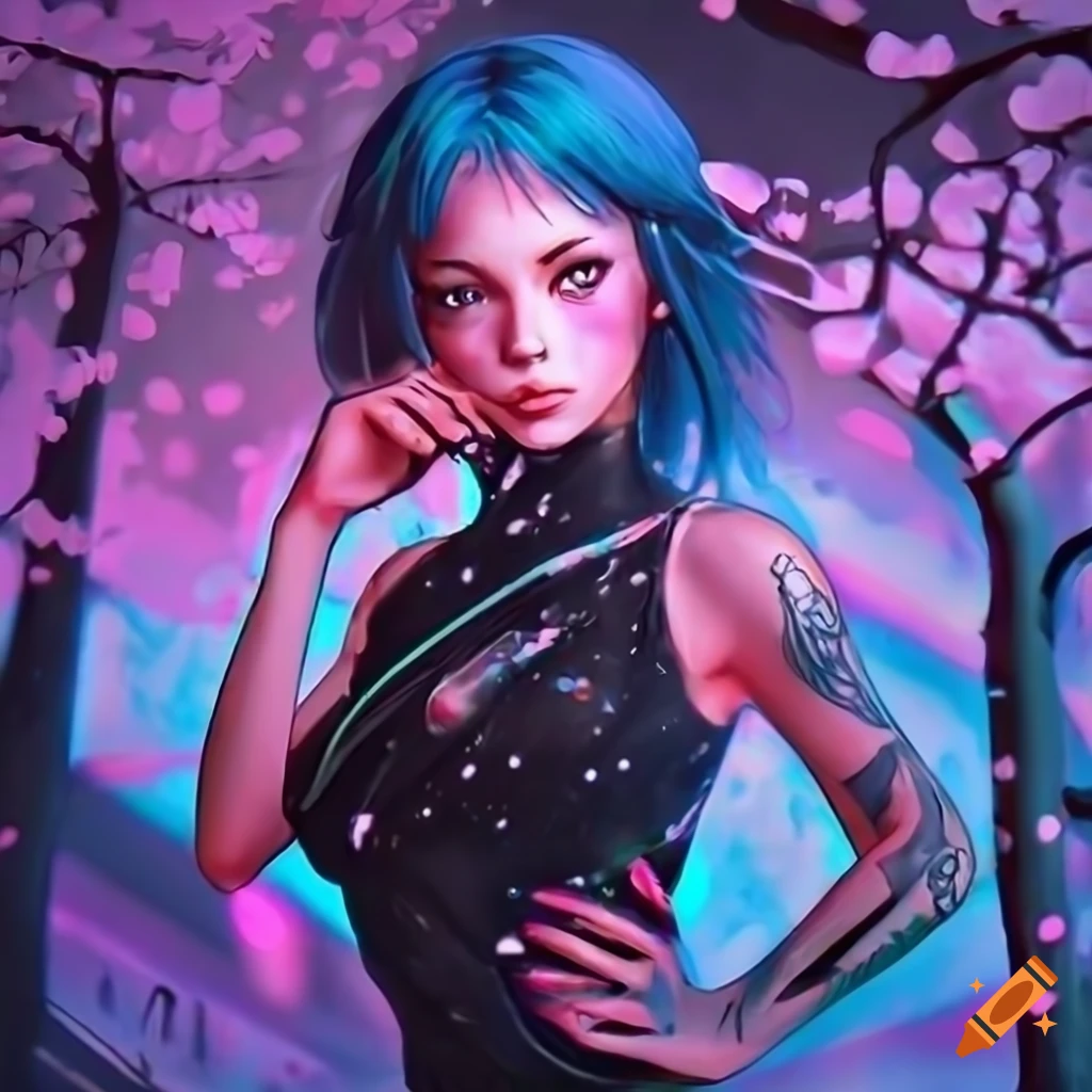 Realistic Cyberpunk Artwork Of A Futuristic Girl With Pastel Hair 3454