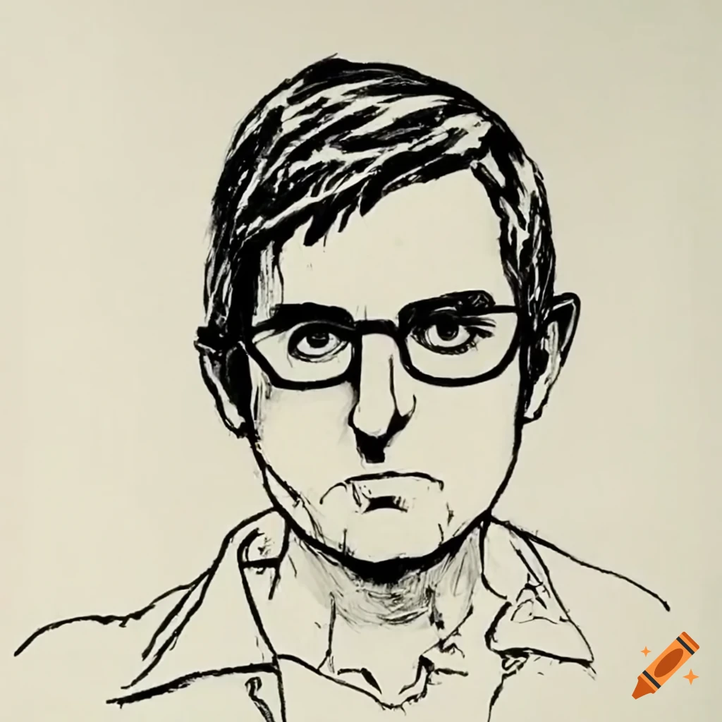 Cartoon illustration of louis theroux