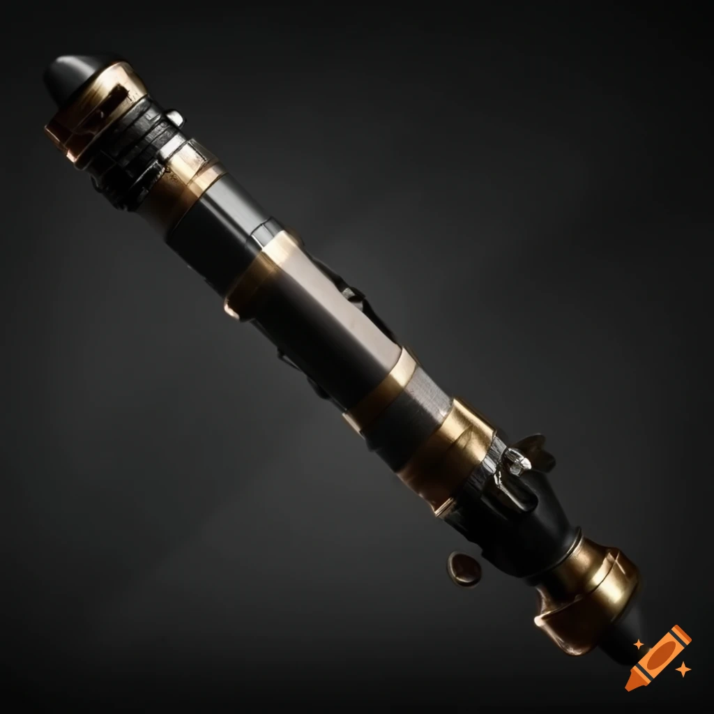 Detailed doublebladed lightsaber with bronze accents on Craiyon
