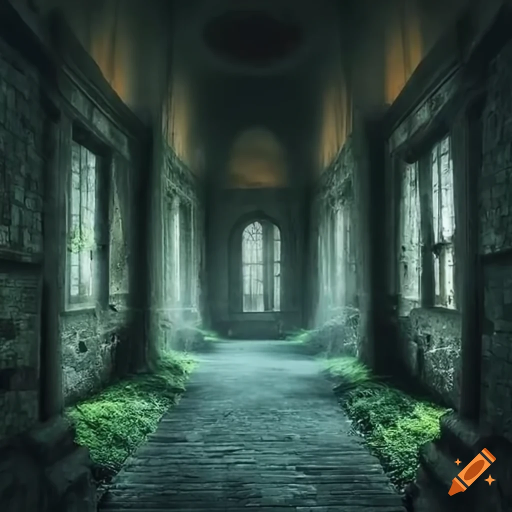 Eerie image of a dilapidated castle in a dense forest on Craiyon