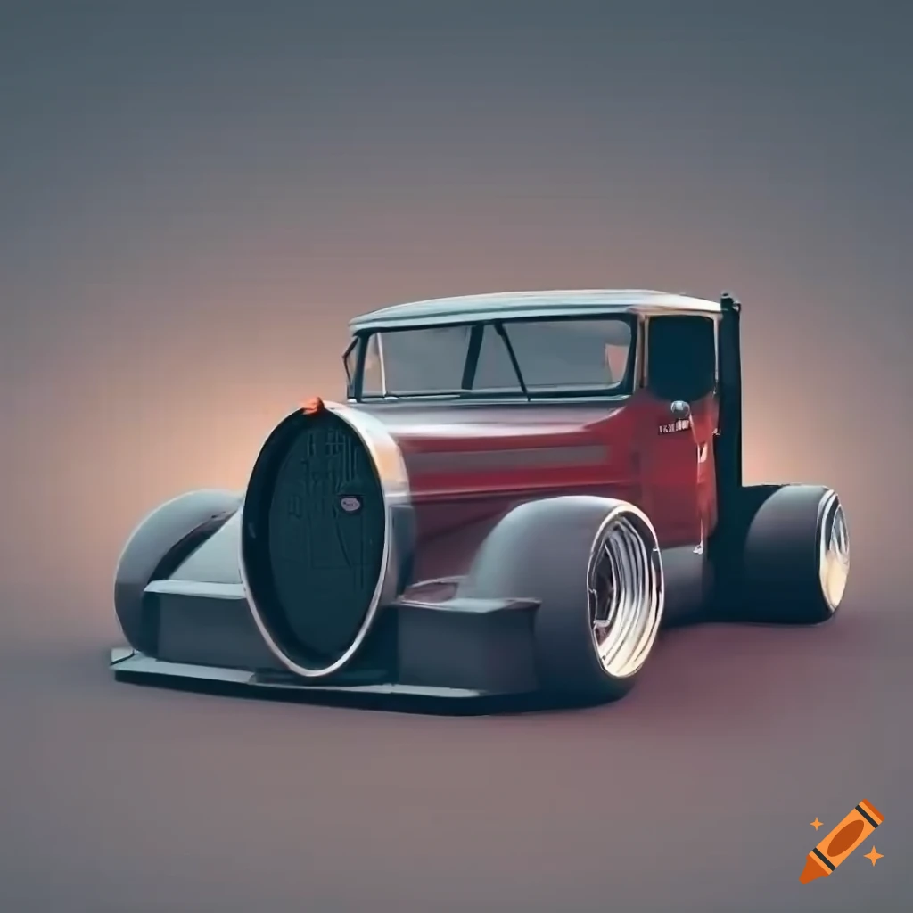Highly detailed vintage Bugatti truck with wide racing wheels on Craiyon