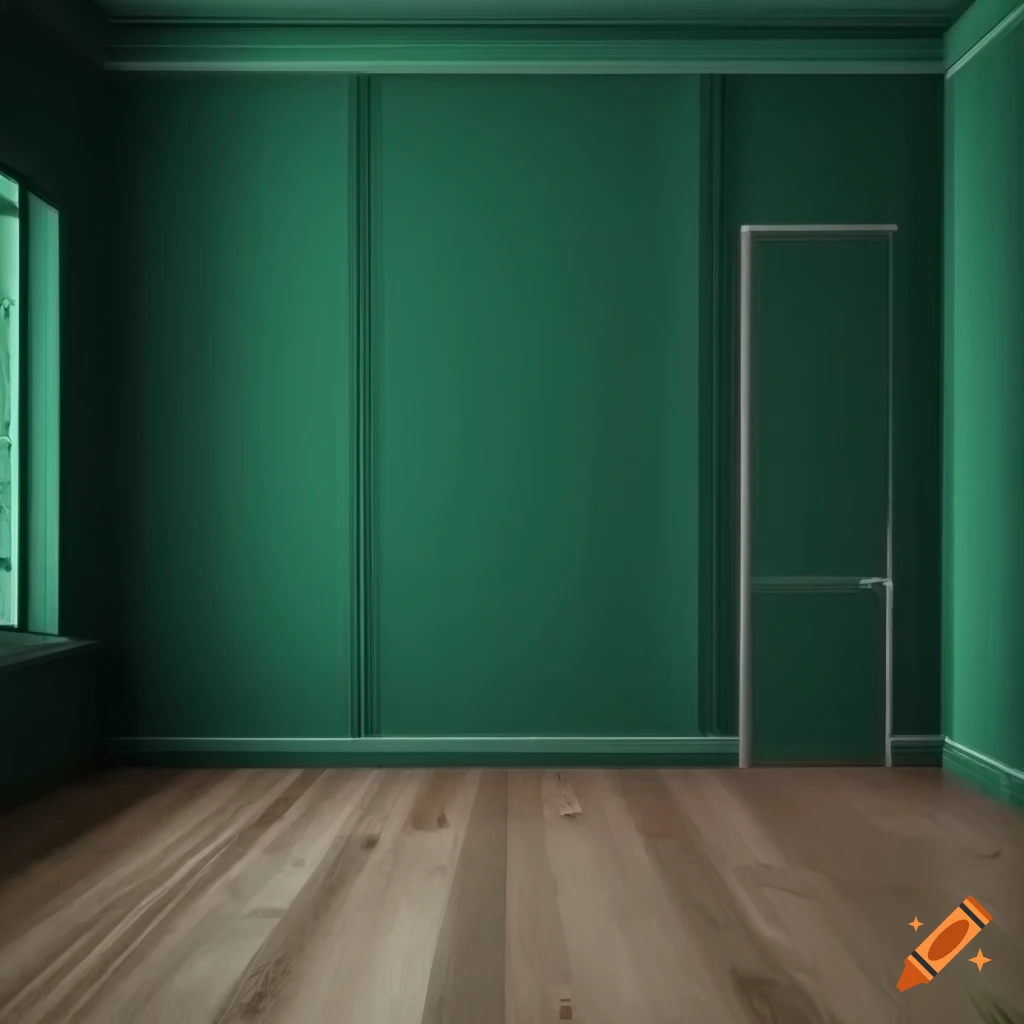 Dark green empty room with window and door on Craiyon