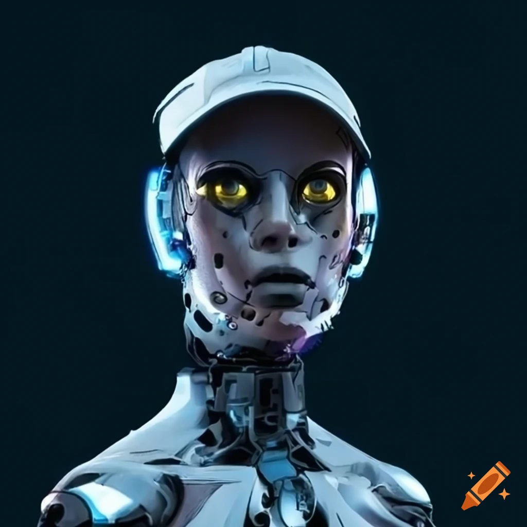futuristic robot with a cool ball cap