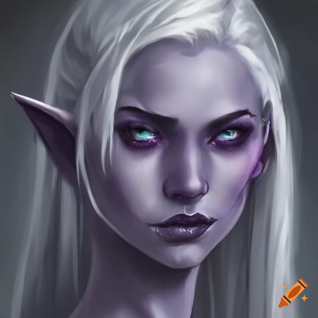 Night elf female from worlf of warcraft with long dark purple hair ...