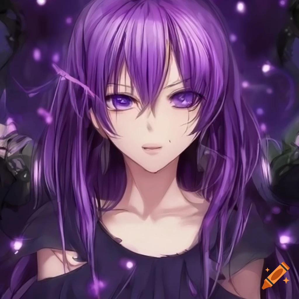 Anime Girl With Purple Hair And Purple Eyes