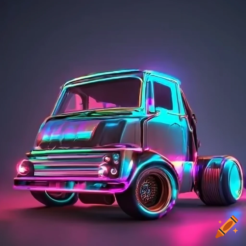 Vintage truck with rwb bodykit and neon lights on Craiyon