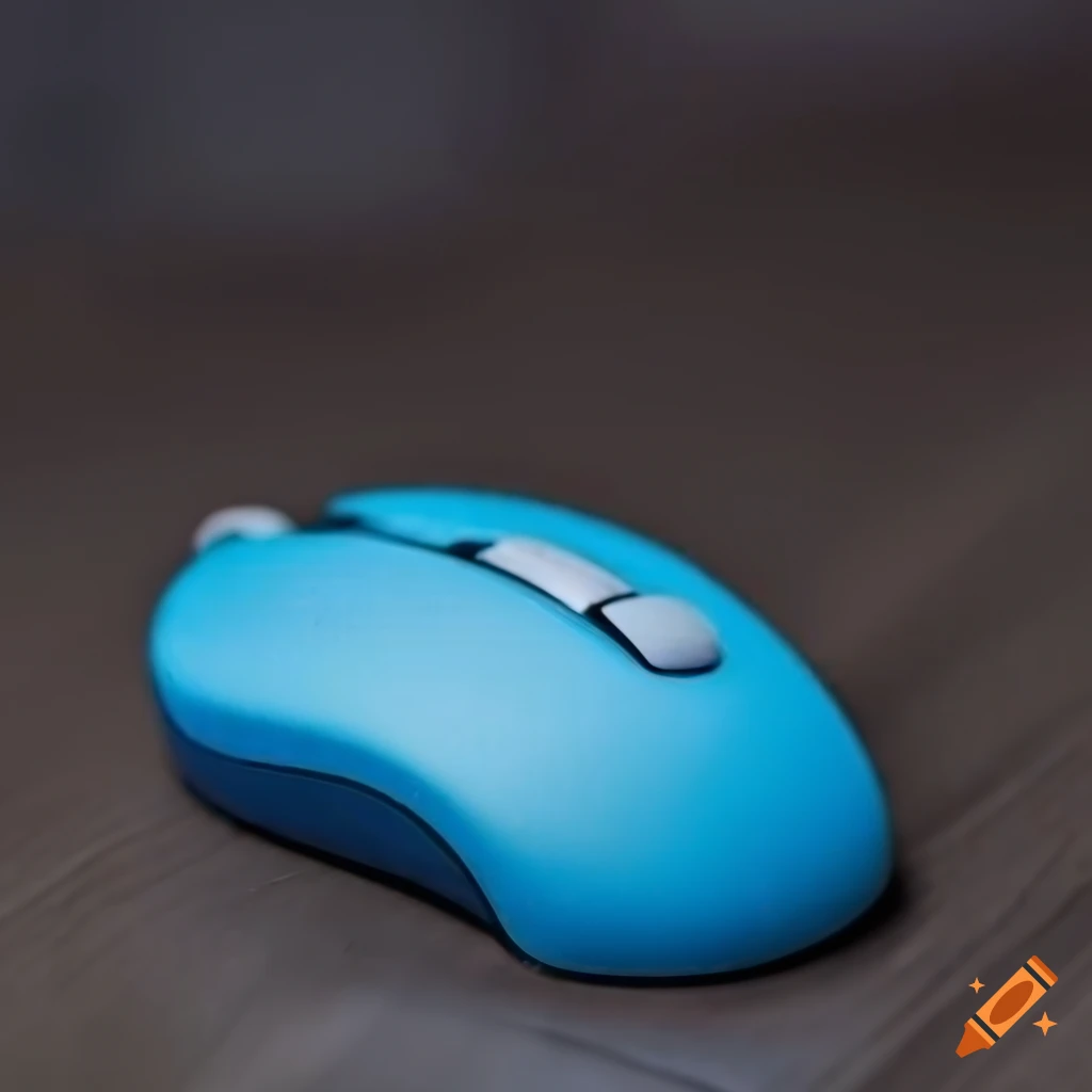 blue computer mouse on white table