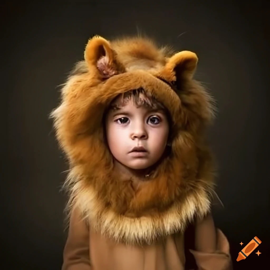 Child wearing a lion costume on Craiyon