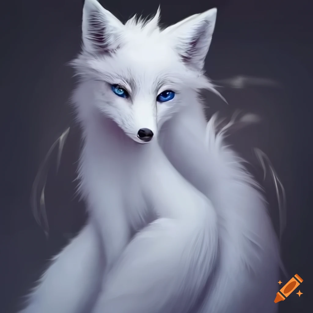 anime white nine tail fox