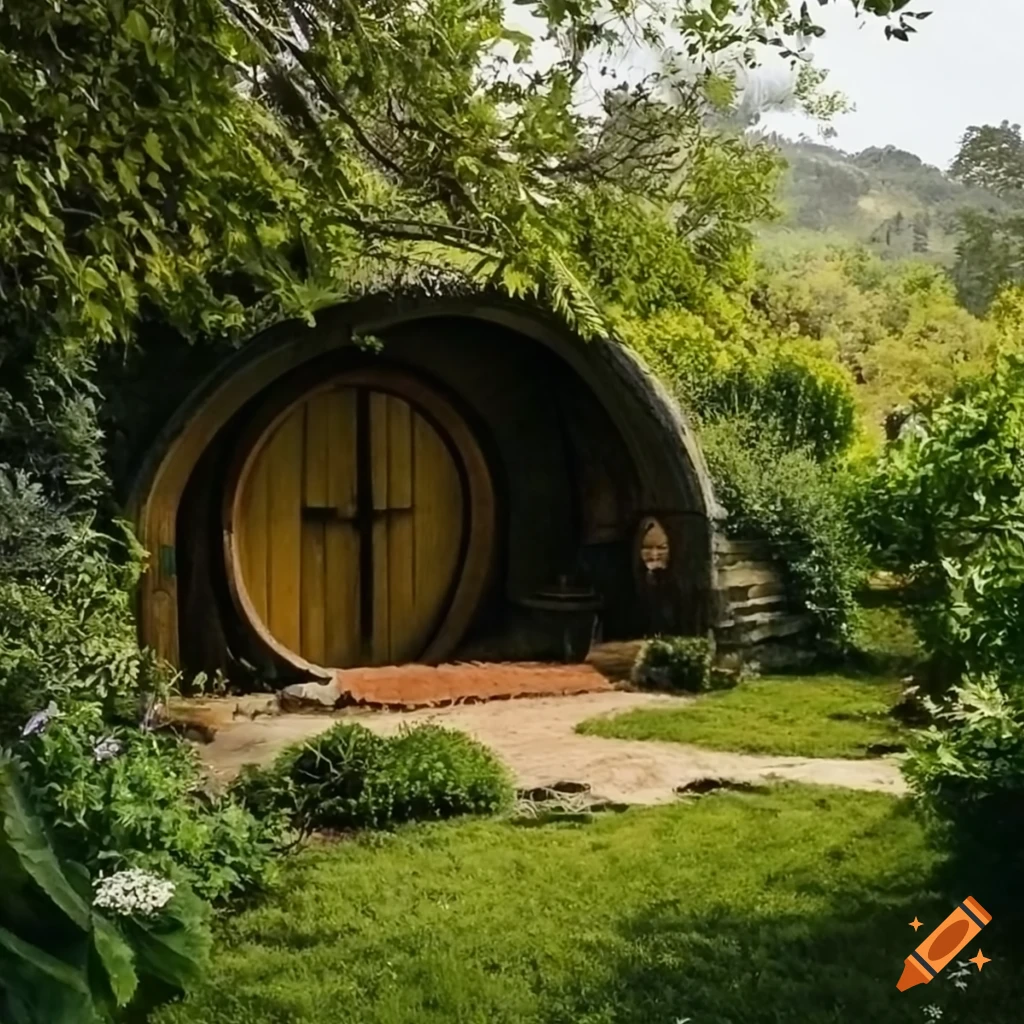Hobbit-style bedroom with natural decor on Craiyon