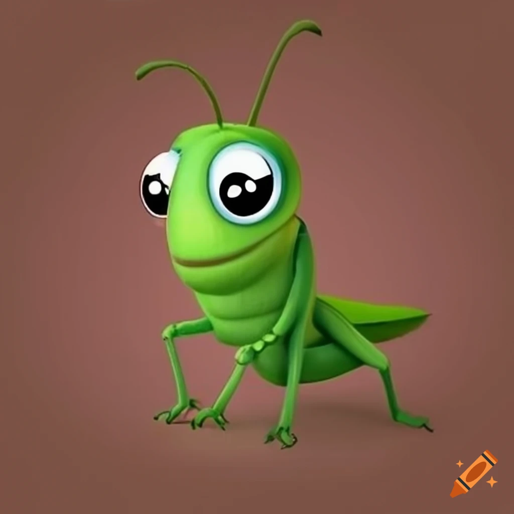 Cute cartoon grasshopper illustration