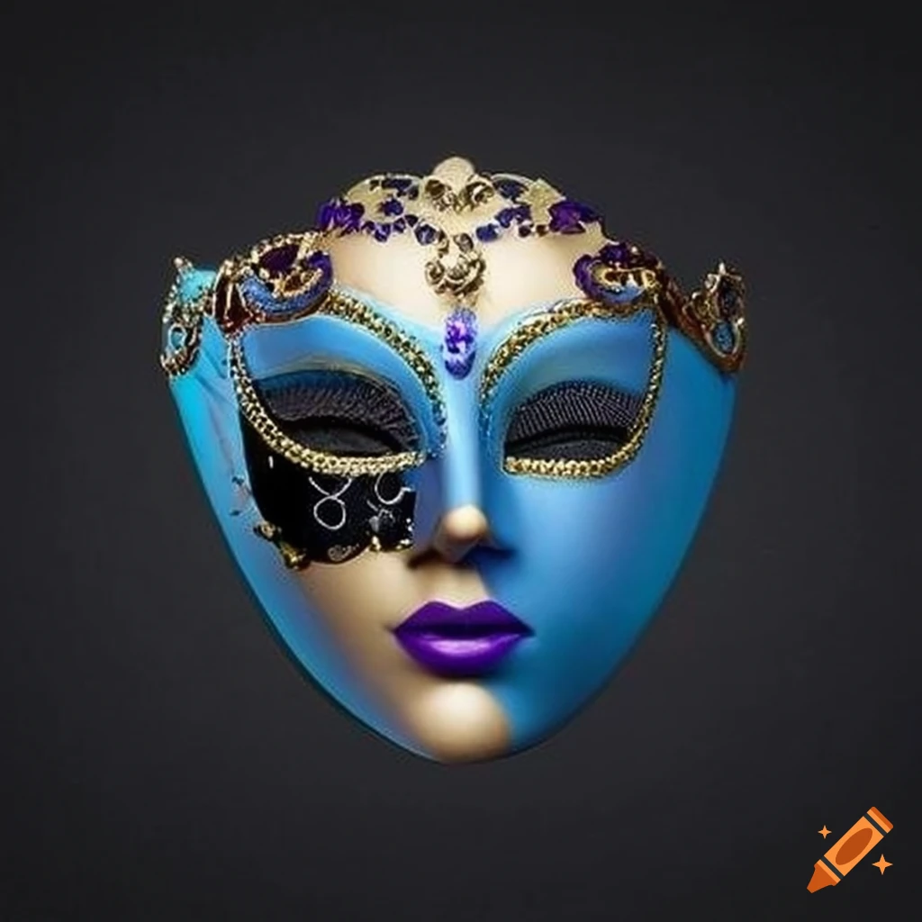 Chrome theater drama masks ornament on Craiyon