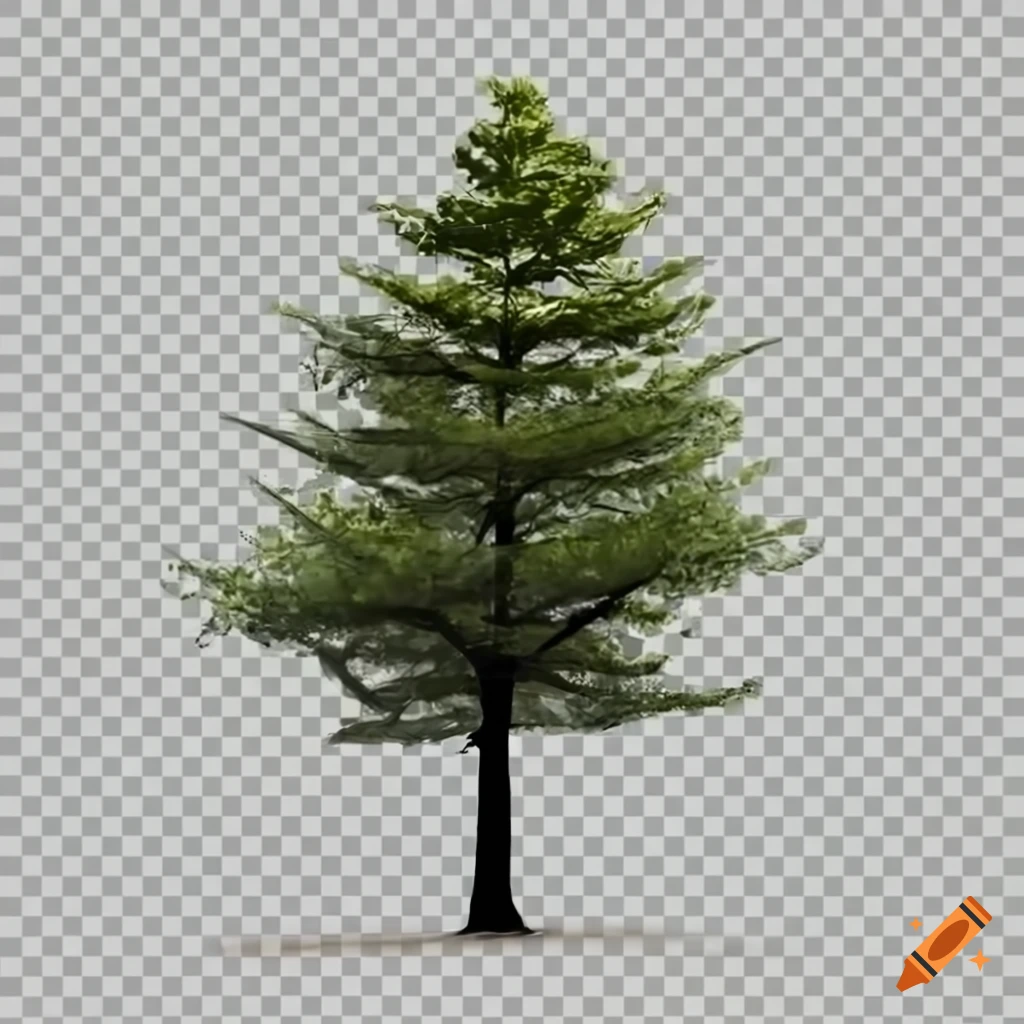 transparent image of a realistic falling tree