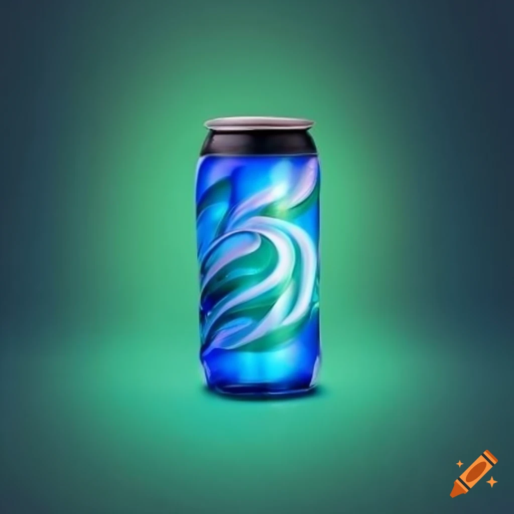 blue and green energy drink with PP logo