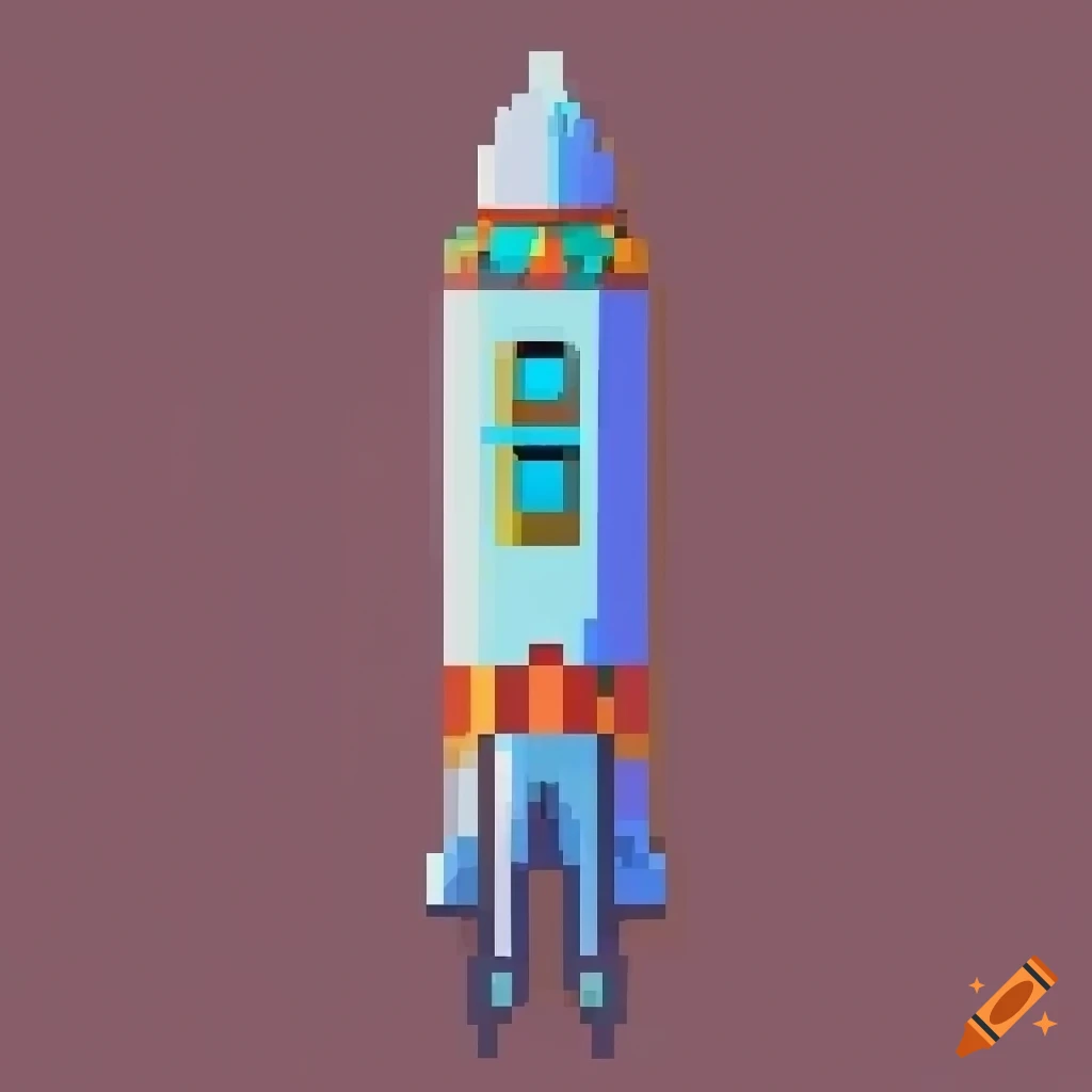pixel art of a large rocket