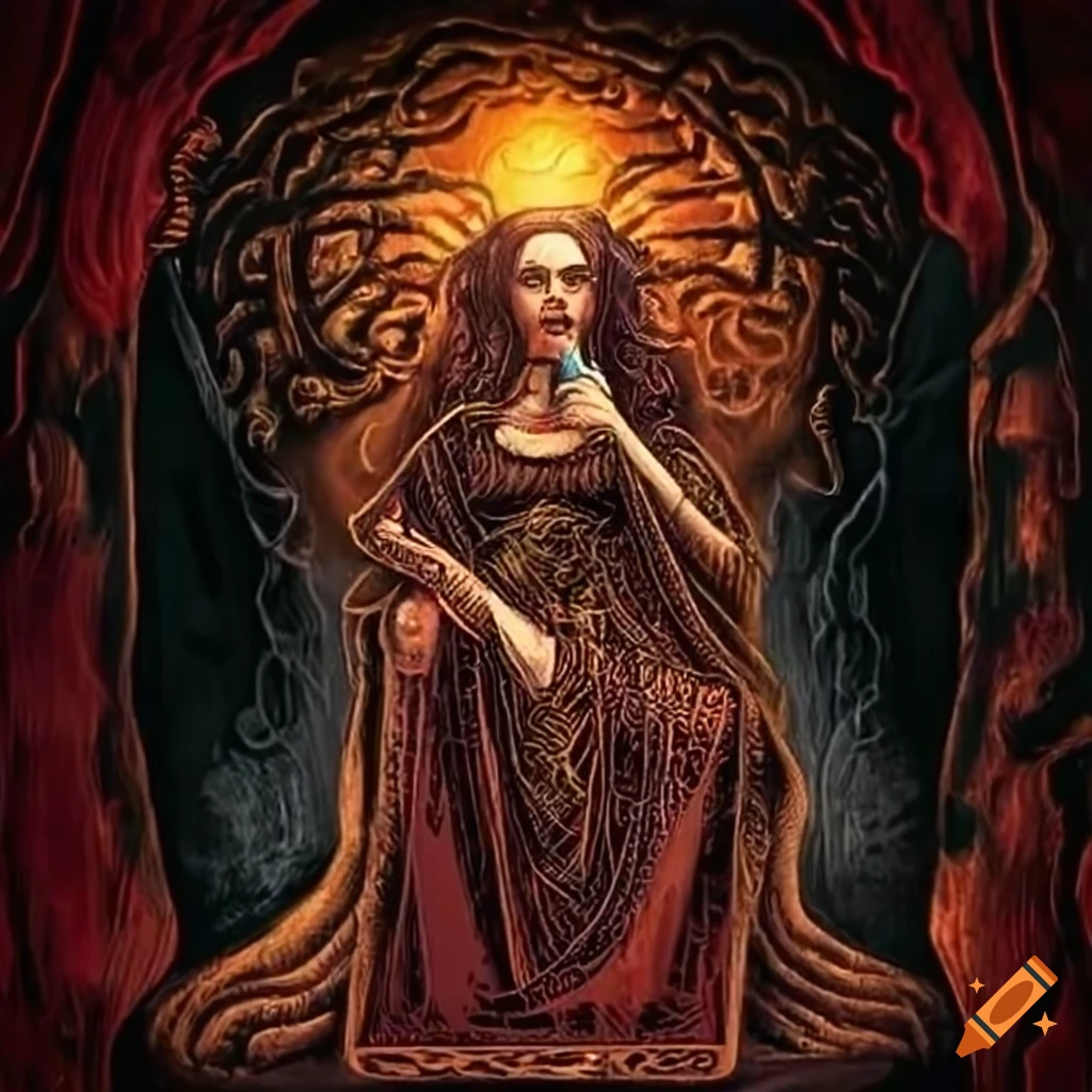Artwork of frigg from norse mythology with elderberries on Craiyon