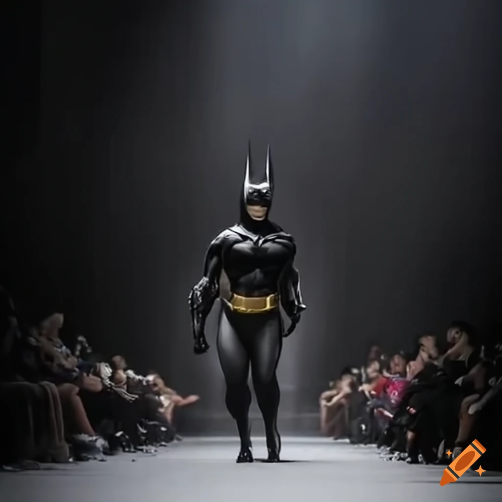 image of Batman in a fashionable runway walk