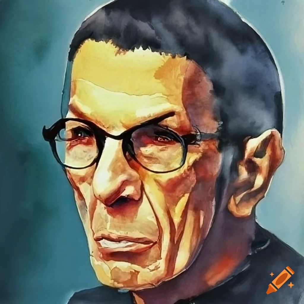 Realistic watercolor portrait of leonard nimoy on Craiyon