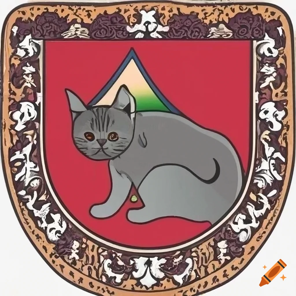 Latin family crest with a cat on Craiyon