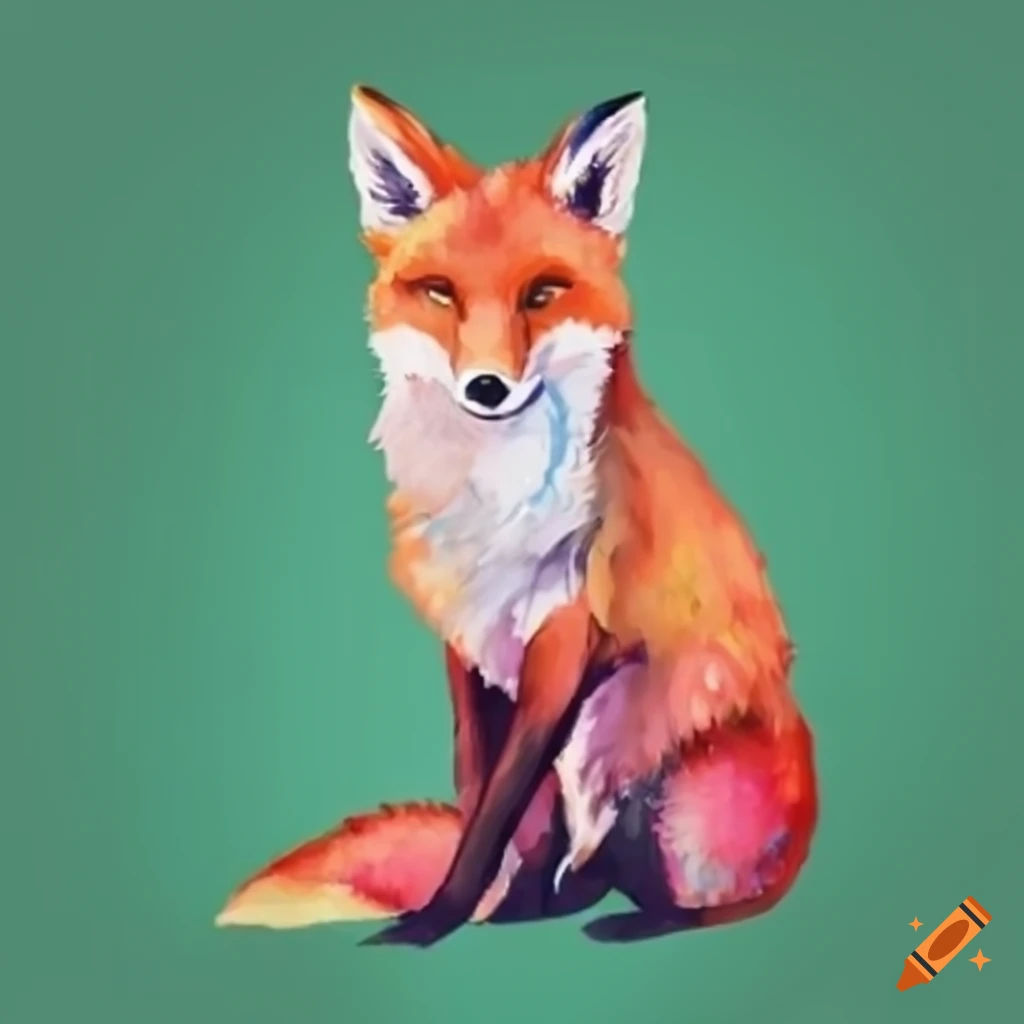 vibrant stylized illustration of a fox in a magical forest