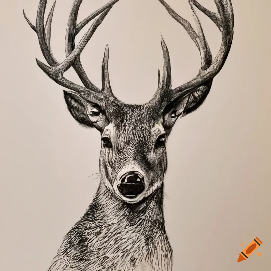 Deer sketch. Pencil drawing by hand. Vector image ~ Clip Art #69397279