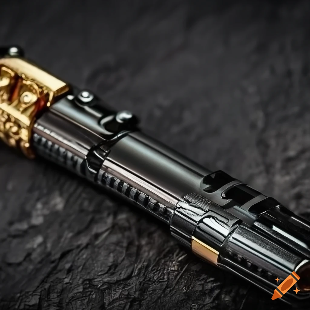 detailed lightsaber hilt with bronze and gold accents