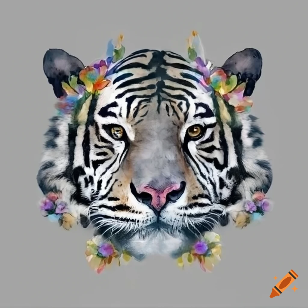 tiger wearing a flower crown