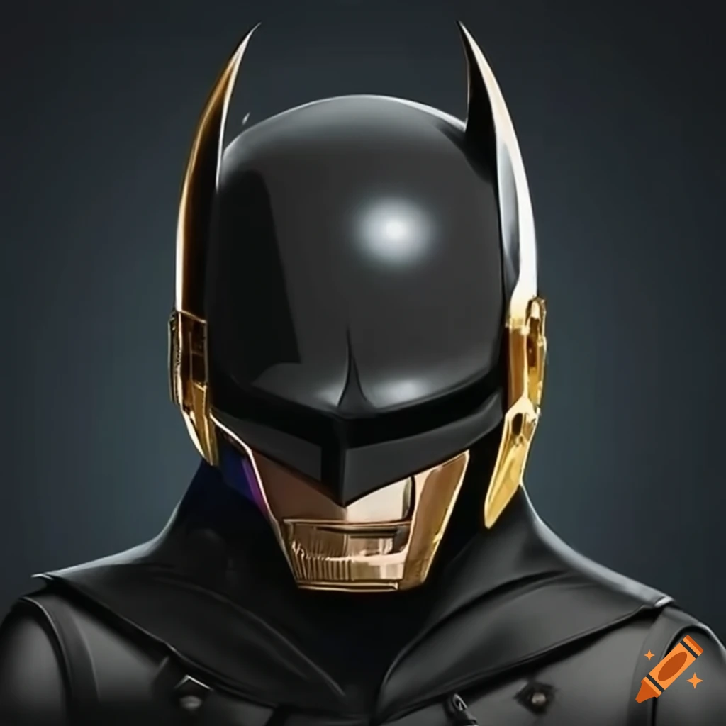 blend of Batman and Daft Punk helmets