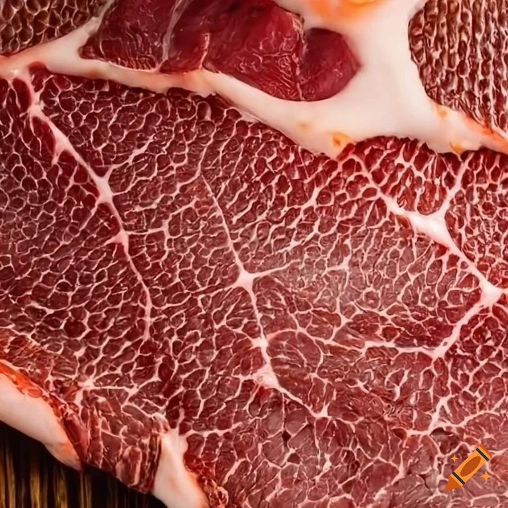 close-up of a meat with voronoi grain