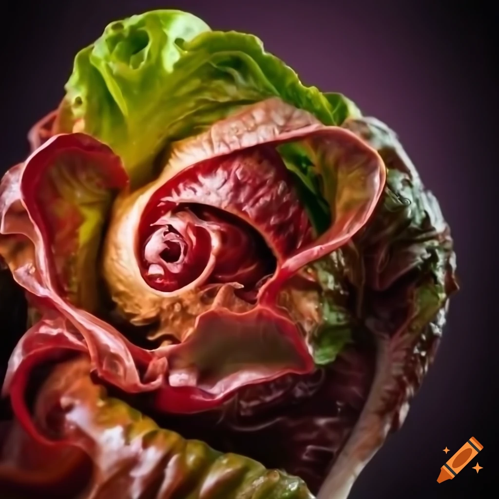 close-up of a red evil lettuce