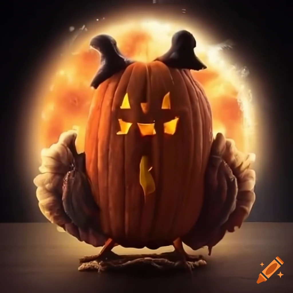 Halloween pumpkin vs thanksgiving turkey on Craiyon