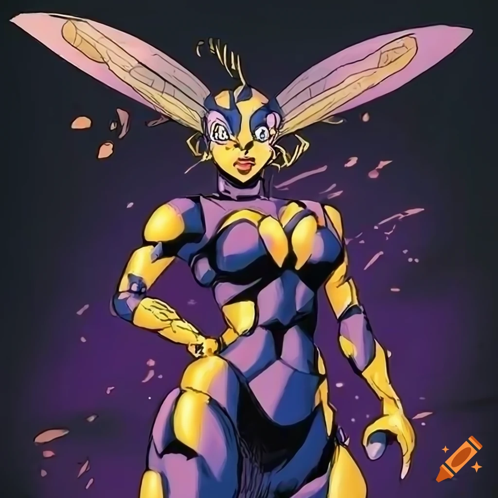 wasp illustration in 90s manga style