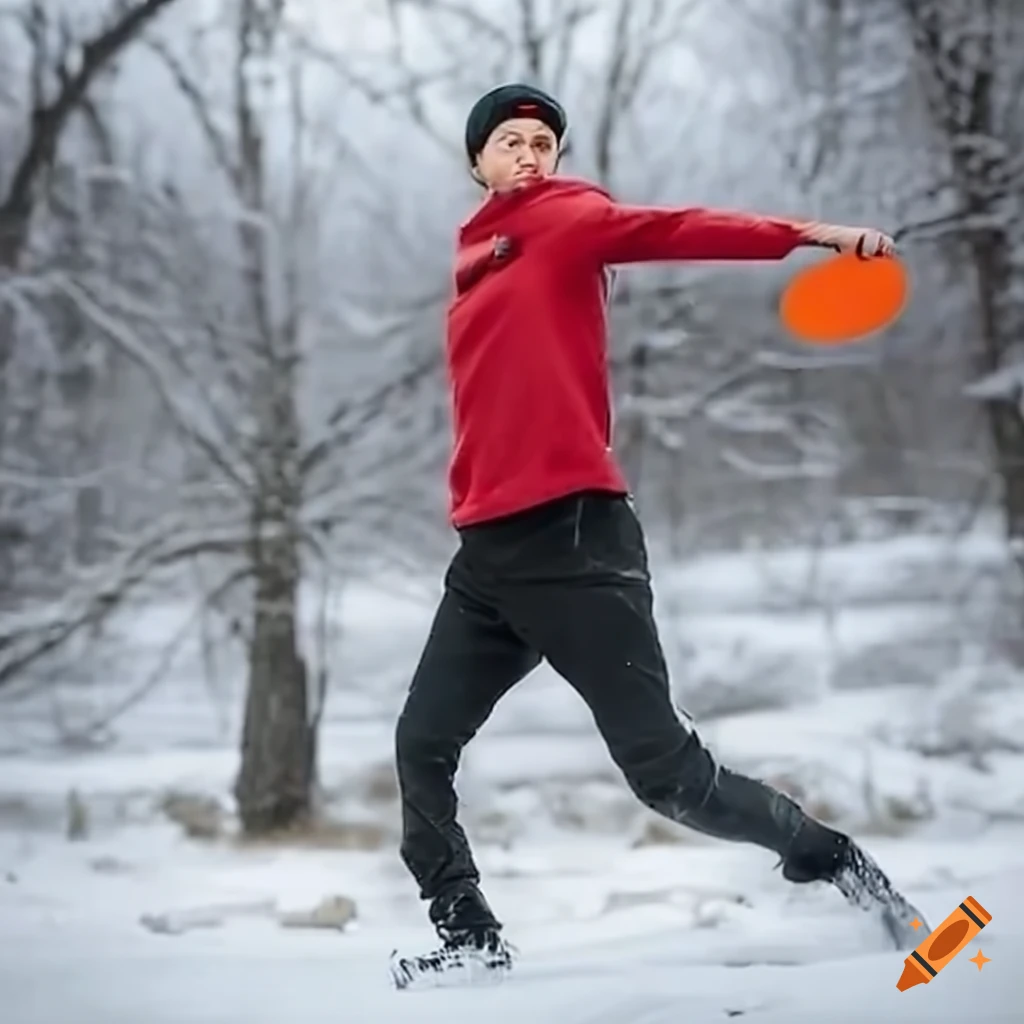 Extreme cold conditions disc throwing game on Craiyon