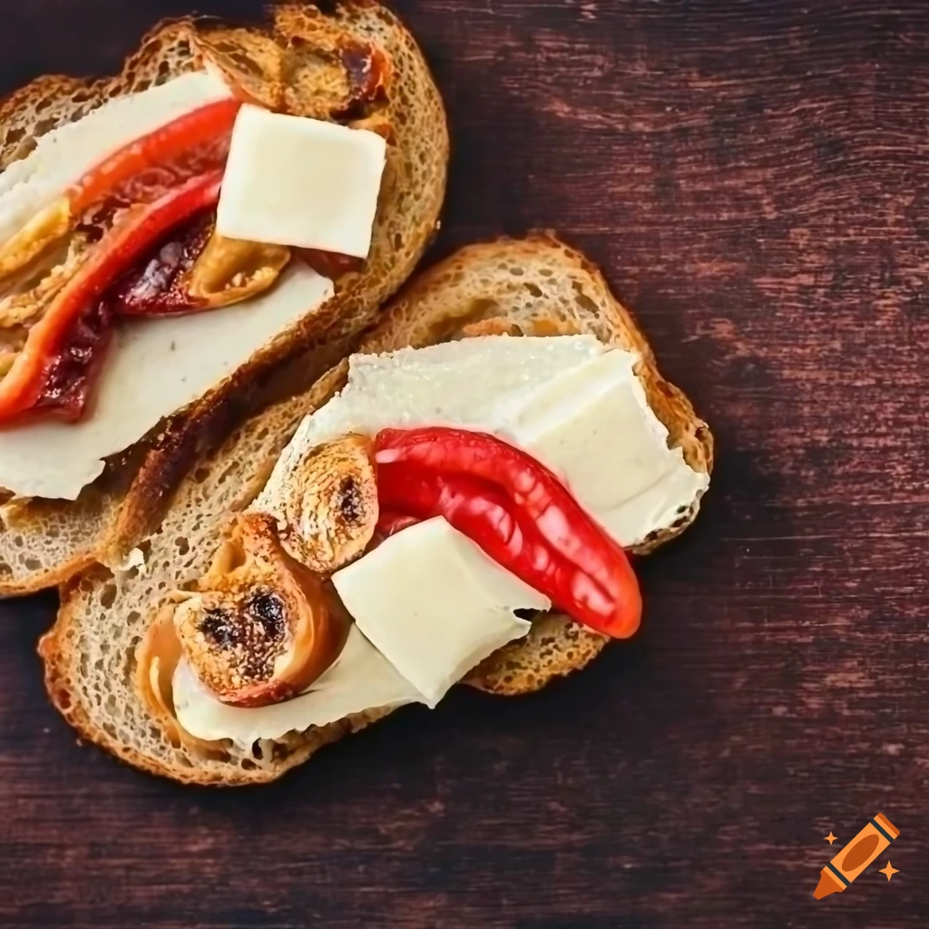 sandwich with peanut butter, red chilies, ginger, dried figs, and Parmesan