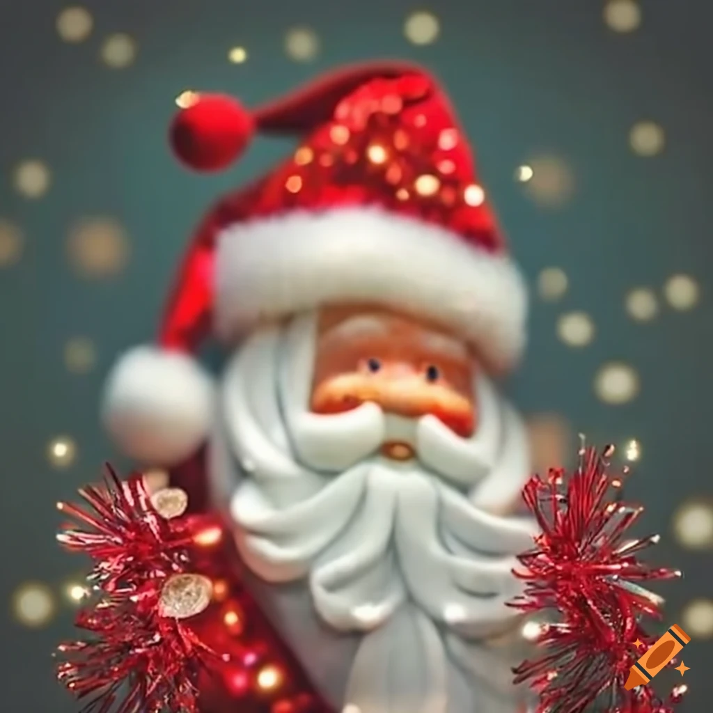 Santa claus decorating a christmas tree on Craiyon