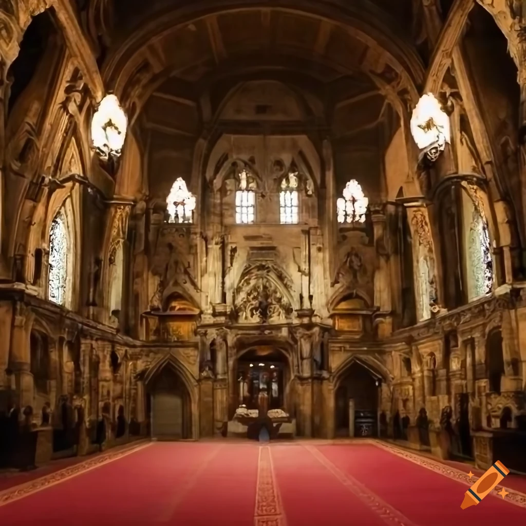 Medieval council hall with a gathering of council members on Craiyon