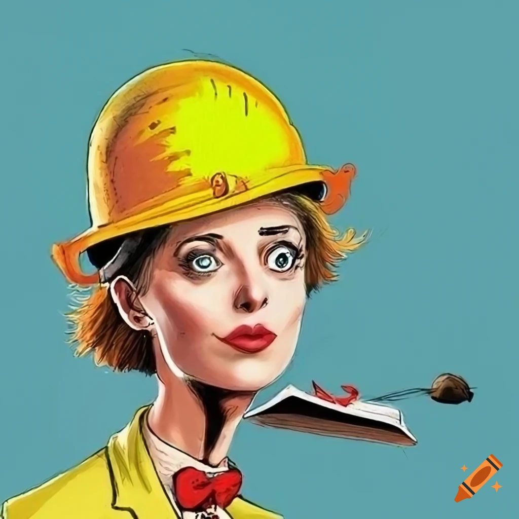 Colorful book illustration of a female inspector with a yellow hard hat ...