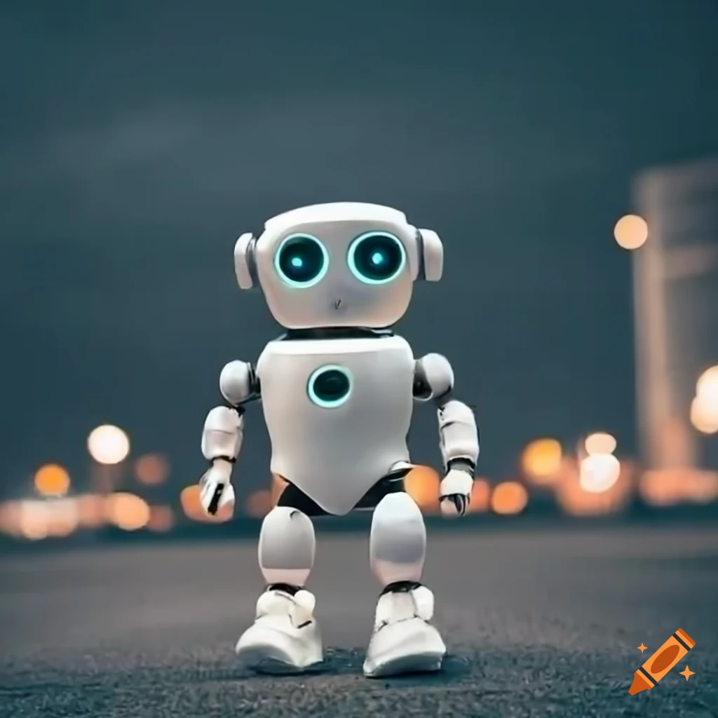 cute robot standing in the city