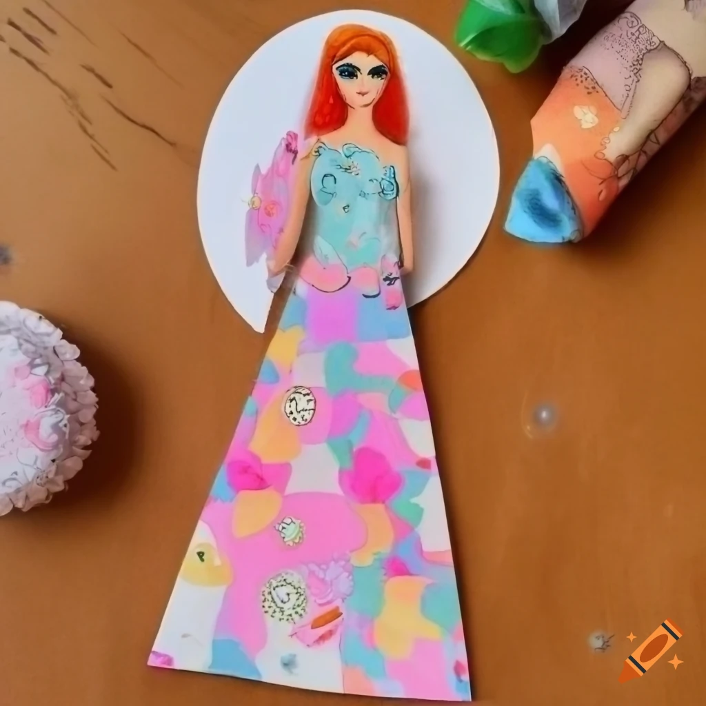 Pop surrealist paper dolls with unique outfits on Craiyon