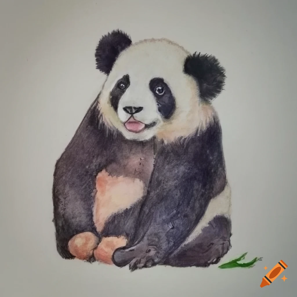 Colored pencil drawing of a baby panda on Craiyon