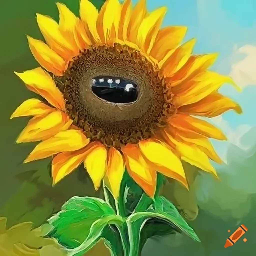 oil painting of sunflower plants fighting jax in a circus