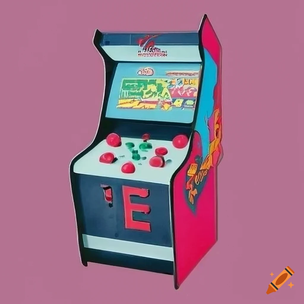 Arcade machine with robotic arms and metal claws on Craiyon