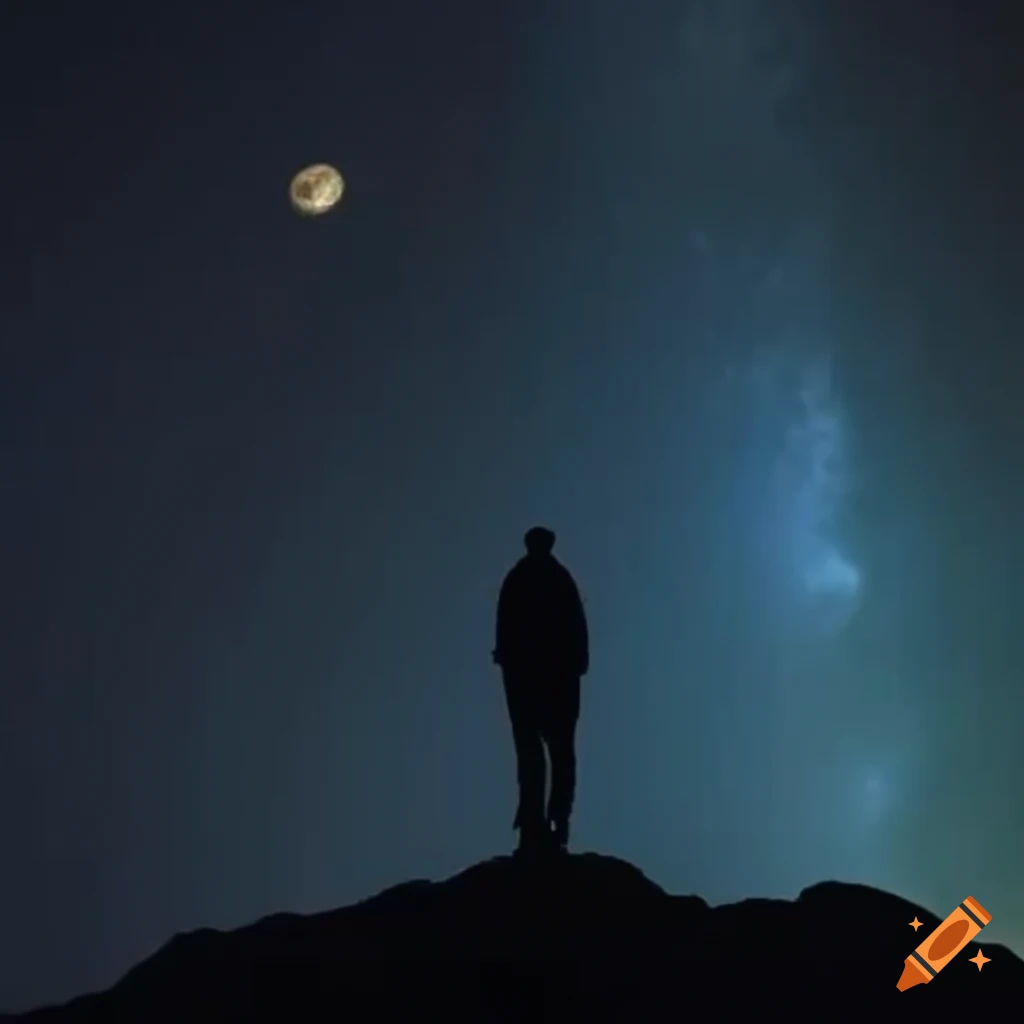 person standing at the top of the moon