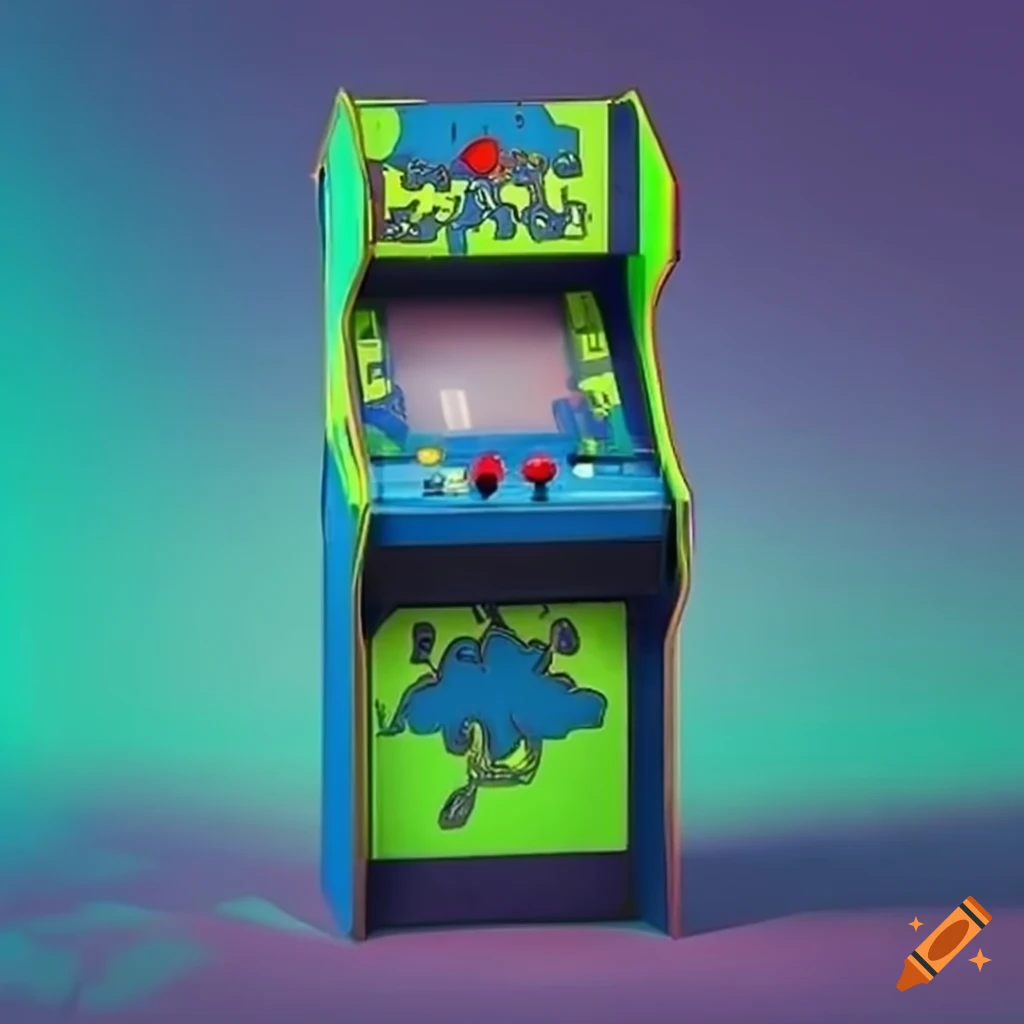 Green and blue arcade machine