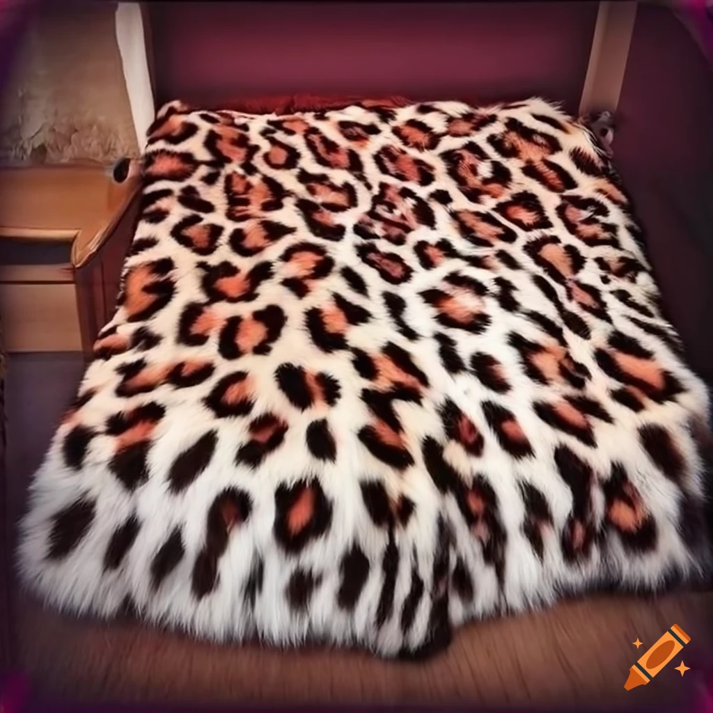 Luxurious leopard print fur blanket