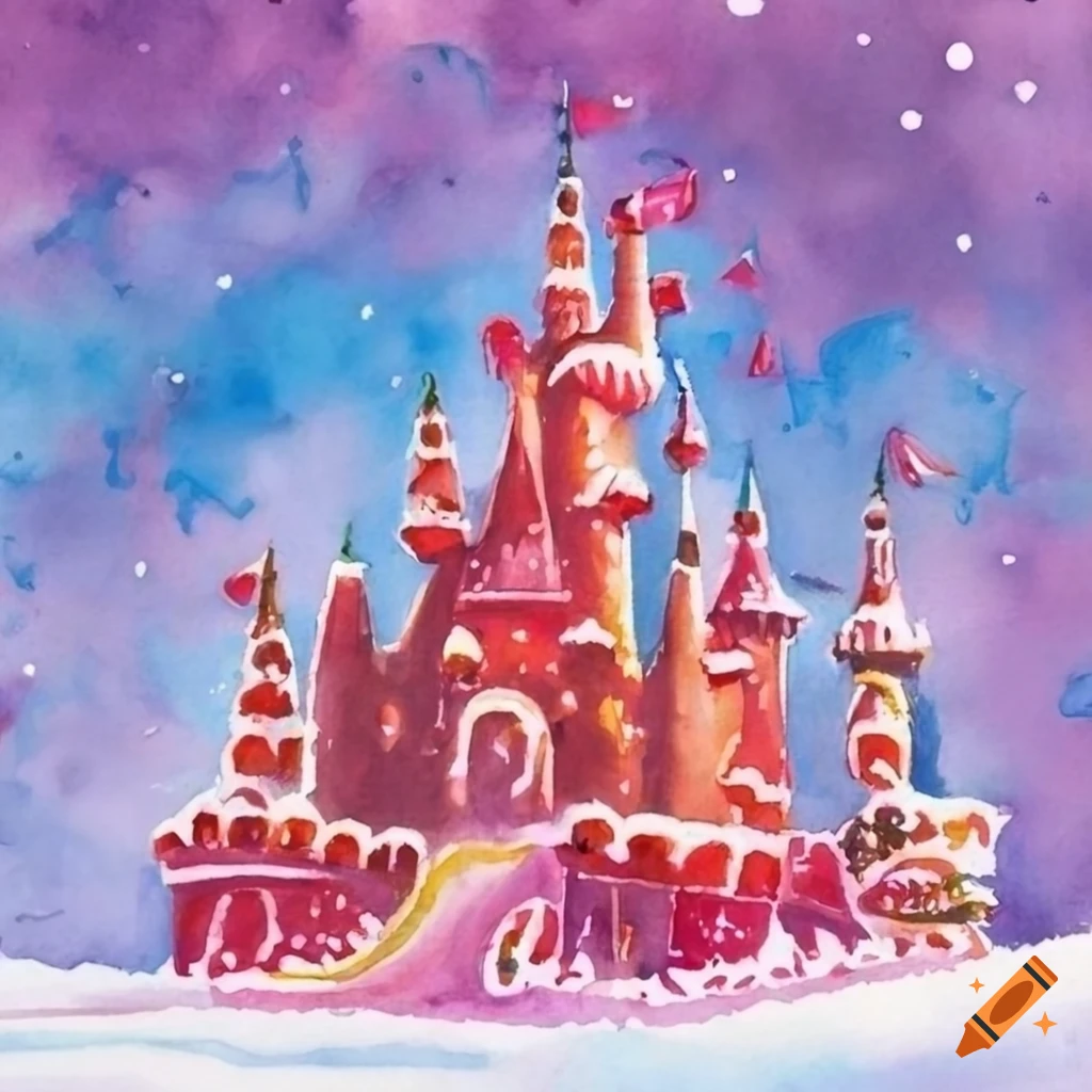 Disneyworld Cinderella's Castle Disney Art Illustration Watercolor
