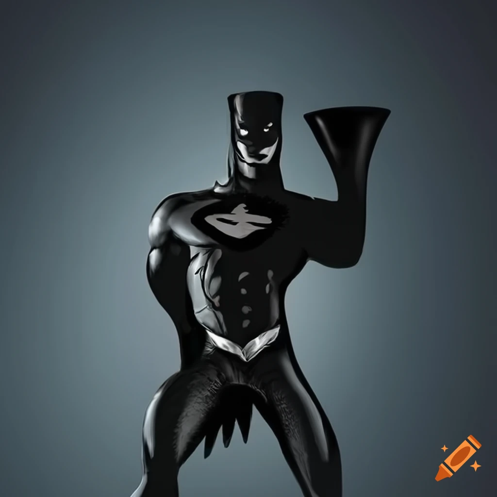 Muscular male superhero in black and grey costume on Craiyon