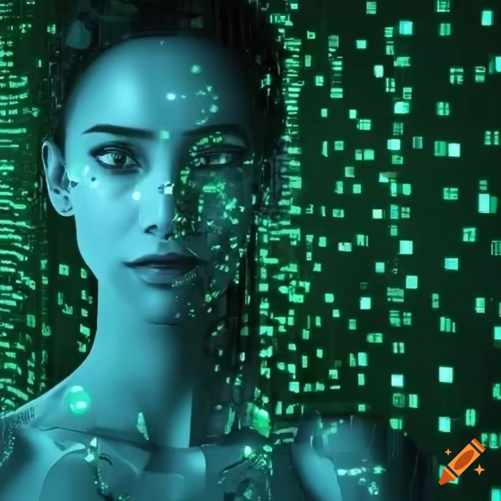 futuristic AI face illustration