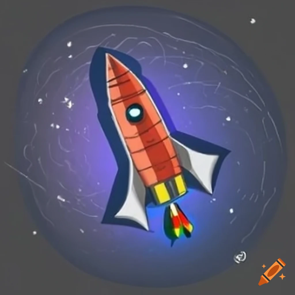 Rendered rocket zooming into space