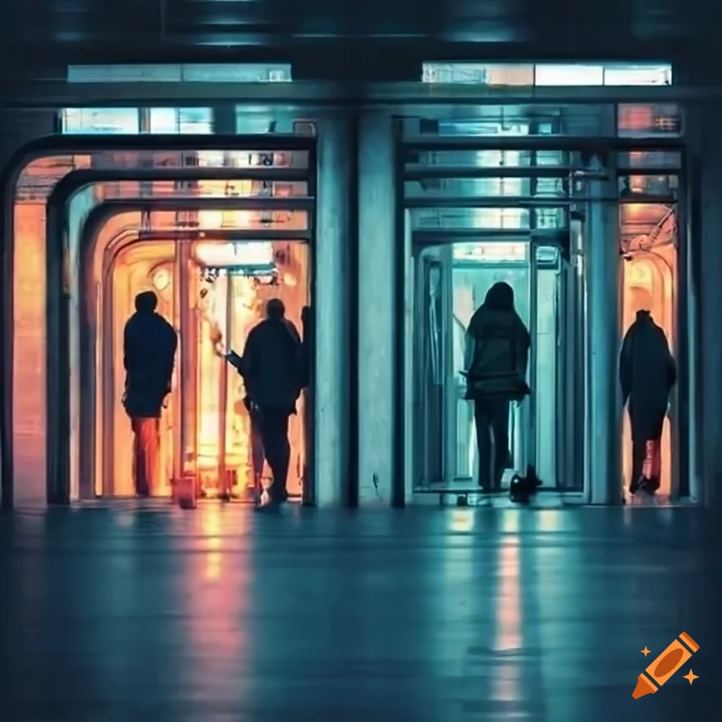 people passing through subway turn-style gates